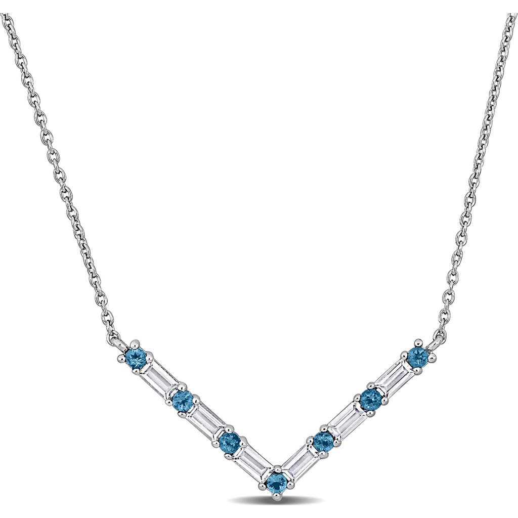 Delmar Blue Topaz & White Topaz Chain Necklace In Blue