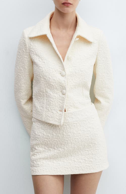 Shop Mango Nice Textured Jacket In Ecru