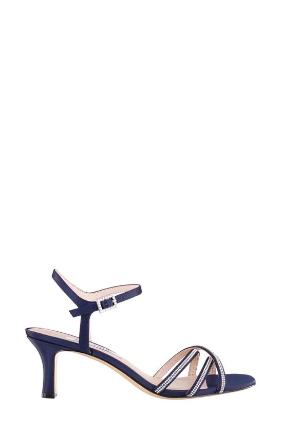 Nina Bobby Embellished Ankle Strap Sandal In Navy
