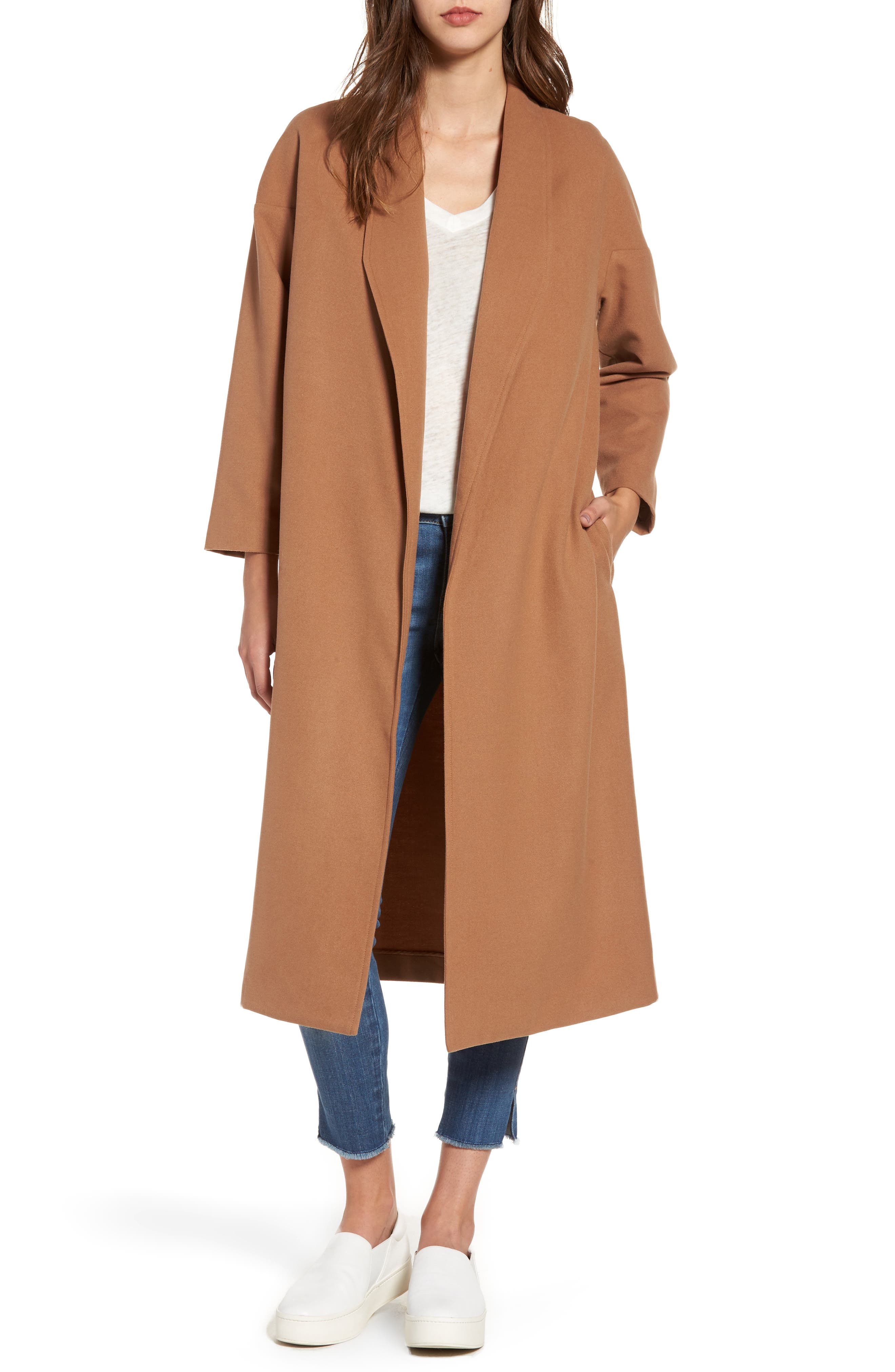 tan midi coat