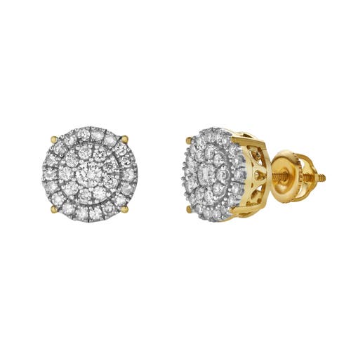 Luvmyjewelry Luminelle 10k Yellow Gold Cluster Diamond Unisex Earrings In 10k Yellow Gold