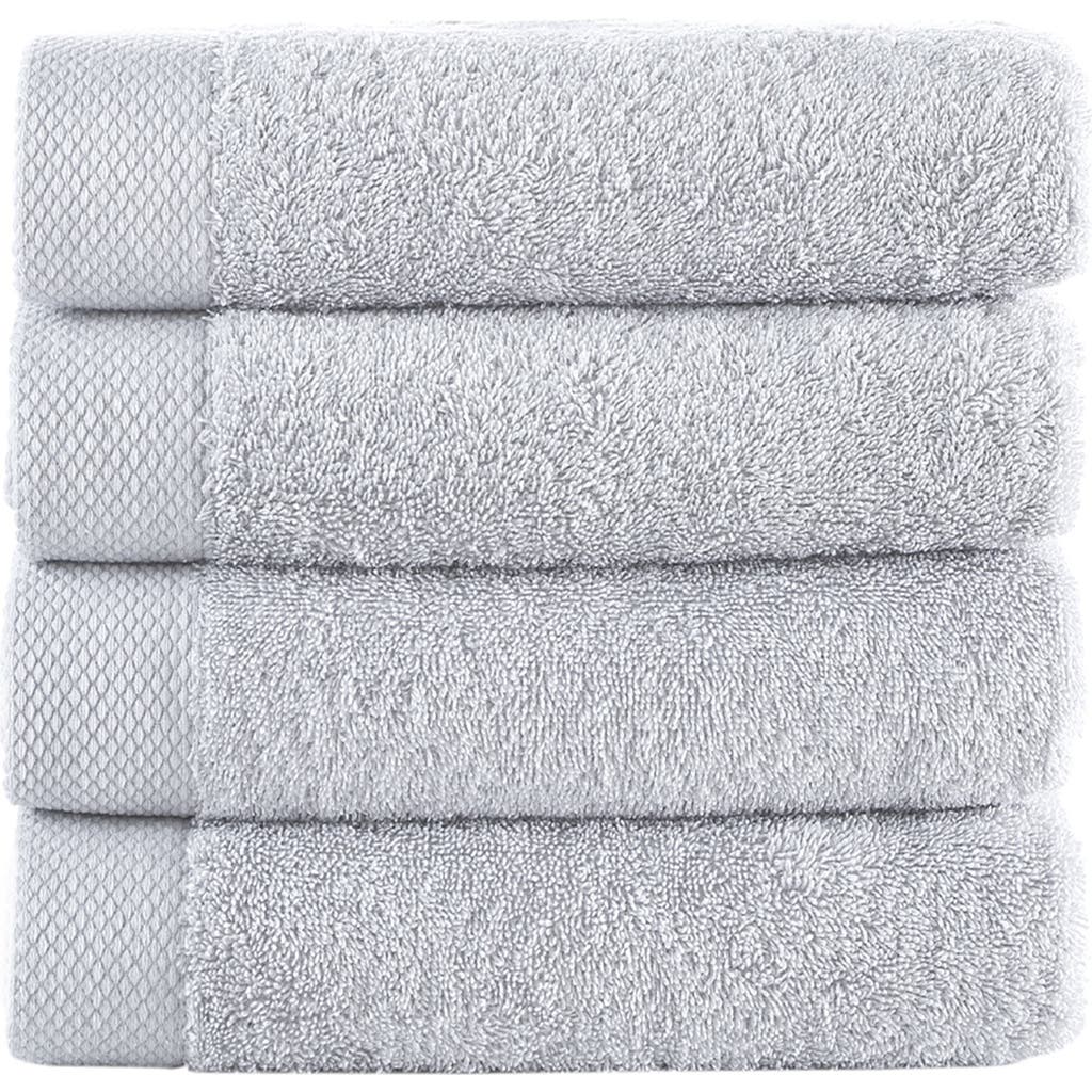 Shop Brooks Brothers Solid Signature 4-pack Turkish Cotton Washcloths In Silver