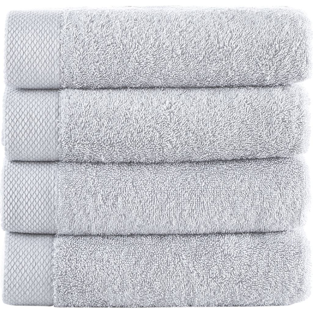 Brooks Brothers Solid Signature 4-pack Turkish Cotton Washcloths In Silver