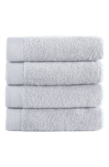Shop Brooks Brothers Signature 4-piece Turkish Cotton Hand Towels In Silver