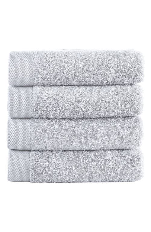 Shop Brooks Brothers Solid Signature 4-pack Turkish Cotton Washcloths In Silver