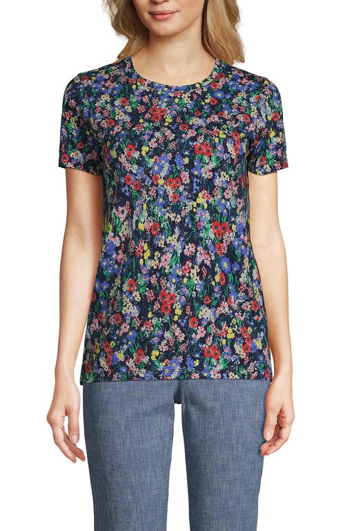 Lands' End Relaxed Supima Cotton Crew Neck T-shirt In Deep Sea Navy Field Floral