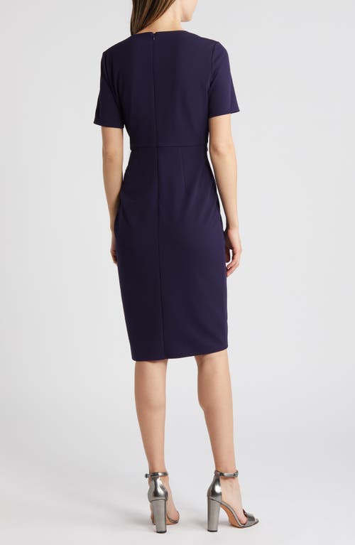 Shop Tahari Asl Side Twist Crepe Sheath Dress In Midnight Navy