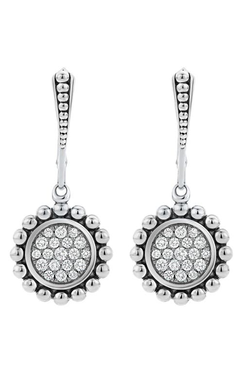 Shop Lagos Caviar Spark Diamond Circle Drop Earrings In Silver/diamond