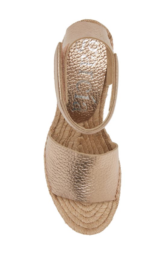 Shop Pedro Garcia Olany Ankle Strap Espadrille Platform Wedge Sandal In Rose Gold Cervo Lame