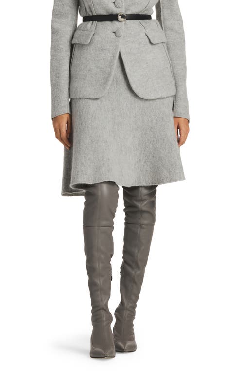 Brushed Wool & Mohair Blend A-Line Skirt in Light Heather Gray