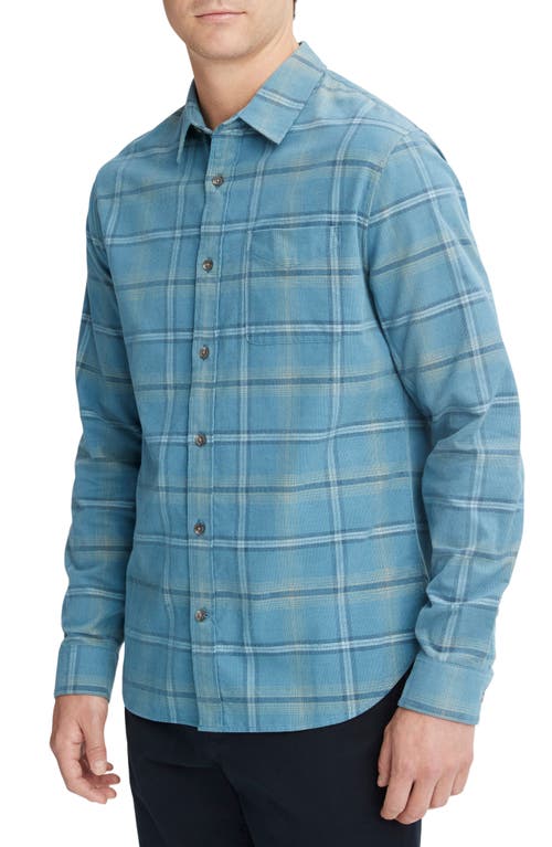 Vince Plaid Corduroy Button-up Shirt In Blue Line/sandstone