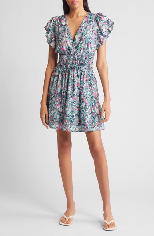 Rails Kimora Floral Flutter-sleeve Mini Dress In Navy Leilani Floral