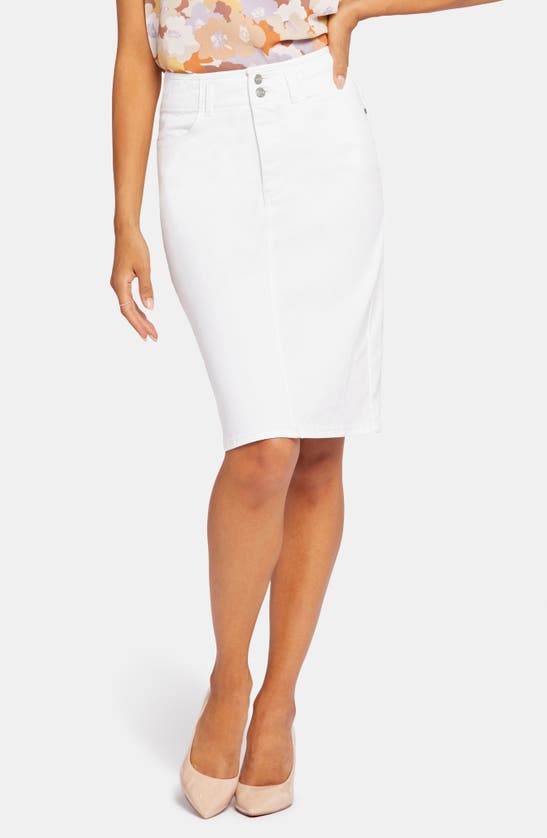 Nydj Hollywood Pencil Denim Skirt In Optic White