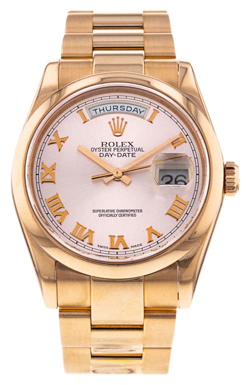 Watchfinder & Co. Rolex Preowned 2001 Day Date Bracelet Watch, 36mm in Pink at Nordstrom