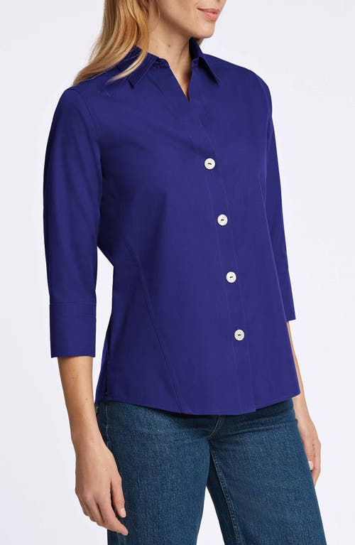 Shop Foxcroft Paityn Button-up Blouse In Majestic Blue