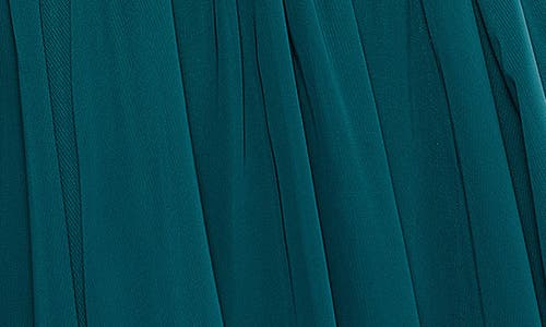 Shop Mac Duggal Ruched Off The Shoulder A-line Gown In Teal