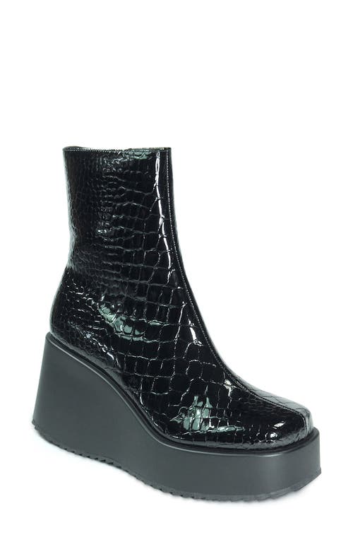 band of the free Starling Platform Wedge Boot in Black Croco