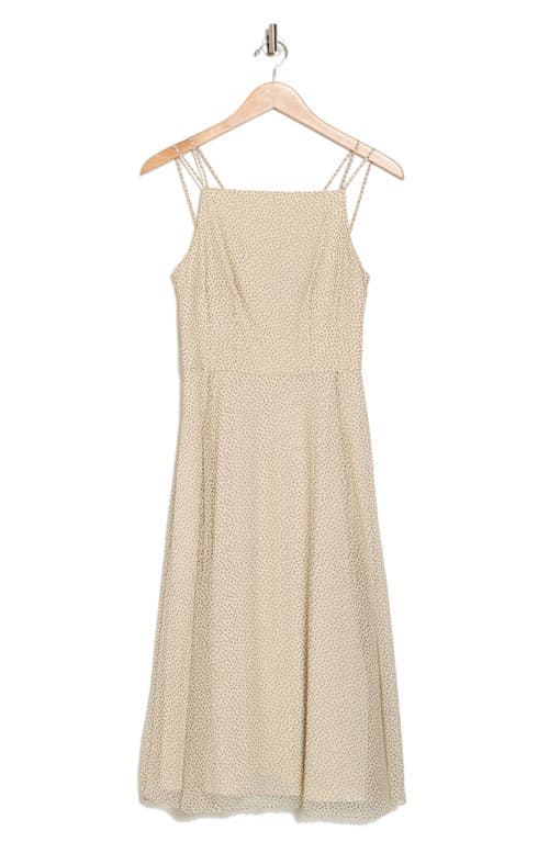 Theory Square Neck Double Strap Silk Dress In Oatmeal Multi