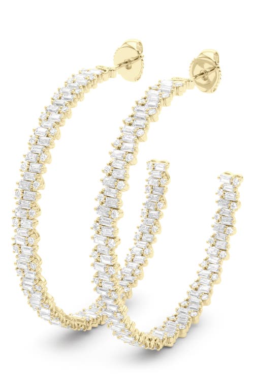 HauteCarat Baguette & Round Brilliant Lab Created Diamond Hoop Earrings in 18K Gold at Nordstrom