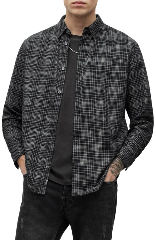 AllSaints Tucker Check Button-Up Shirt in Black at Nordstrom, Size X-Small
