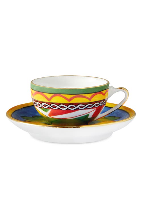 Shop Dolce & Gabbana Dolce&gabbana Carretto Lemon Espresso Cup & Saucer Set In Yellow