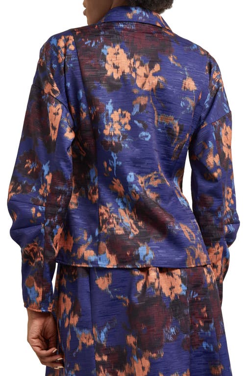 Misook Structured Corset Laced Woven Jacket In Starry Night Blue