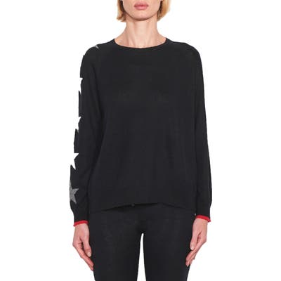 Sundry Stars & Heart Wool & Cashmere Sweater, Black