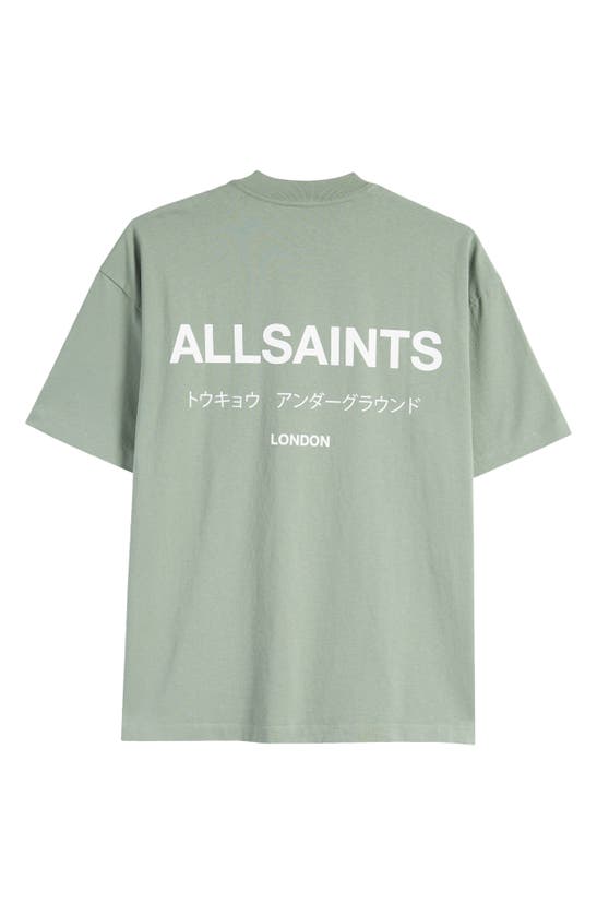 Shop Allsaints Underground Oversize Organic Cotton Graphic T-shirt In Shamrock Green