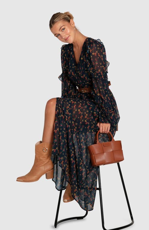 Belle & Bloom Come As You Are Floral Maxi Dress In Navy
