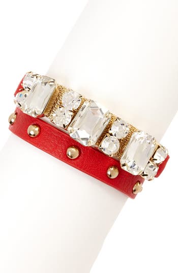 Shop Olivia Welles Jane Stone Bracelet In Gold/red