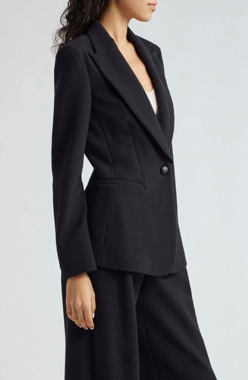 Shop Emporio Armani Chevron One-button Blazer In Solid Black