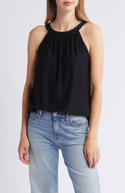 Clip Dot Halter Tank Top in Black