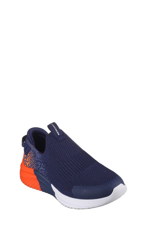 SKECHERS Kids' Ultra Flex 3.0 Slip-On Sneaker in Navy/Orange