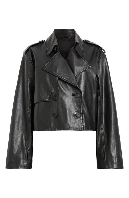 Shop Allsaints Hendry Leather Crop Trench Coat In Black