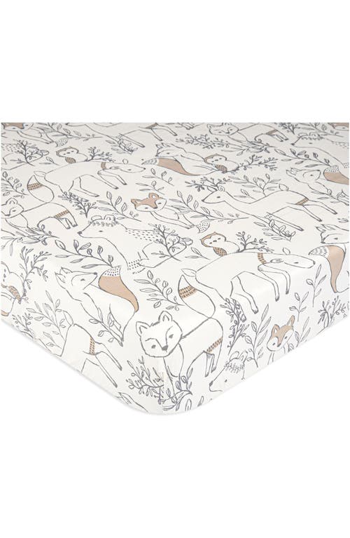 CRANE BABY Cotton Sateen Fitted Crib Sheet in Grey/White 