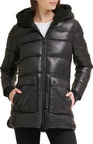 Kenneth cole quilted hot sale hooded coat