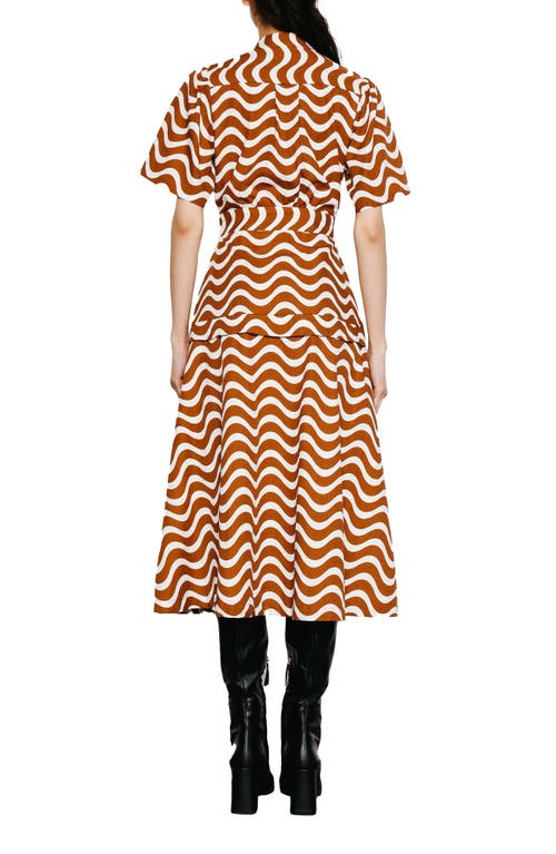 Shop Du Paradis Leah Wave Stripe Cotton Midi Dress In Mountain Wave