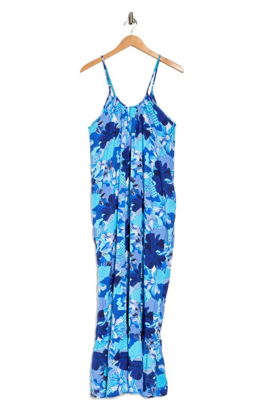 Shop Boho Me Floral Paisley Cover-up Maxi Dress In Patch Blue