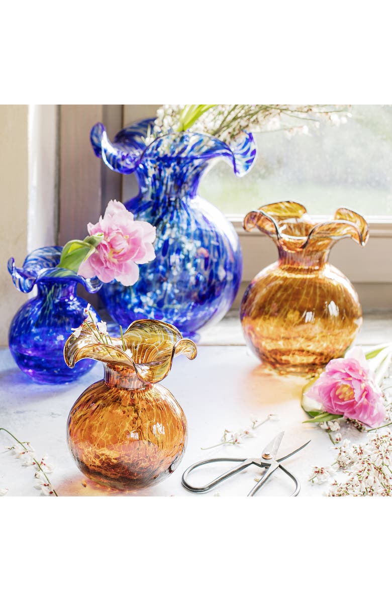 VIETRI Hibiscus Fluted Glass Vase, Alternate, color, Brown