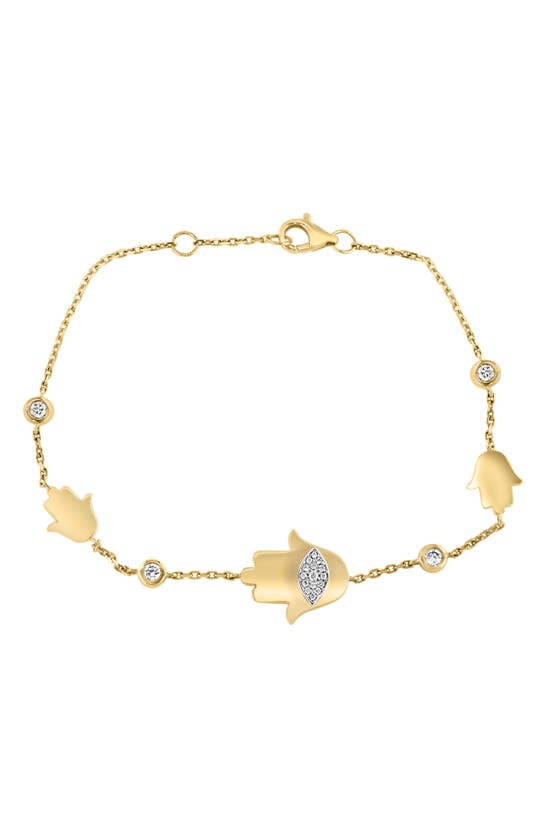 Effy 14k Gold Diamond Hamsa Bracelet