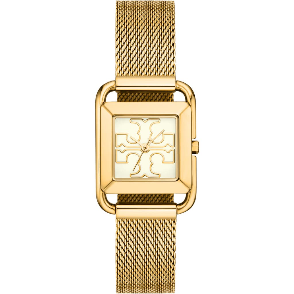 Tory Burch The Miller Square Mesh Strap Watch, 24mm In Gold