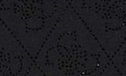 Guess Rhinestone Pattern Mock Neck Organic Cotton Blend Top In Jet Black