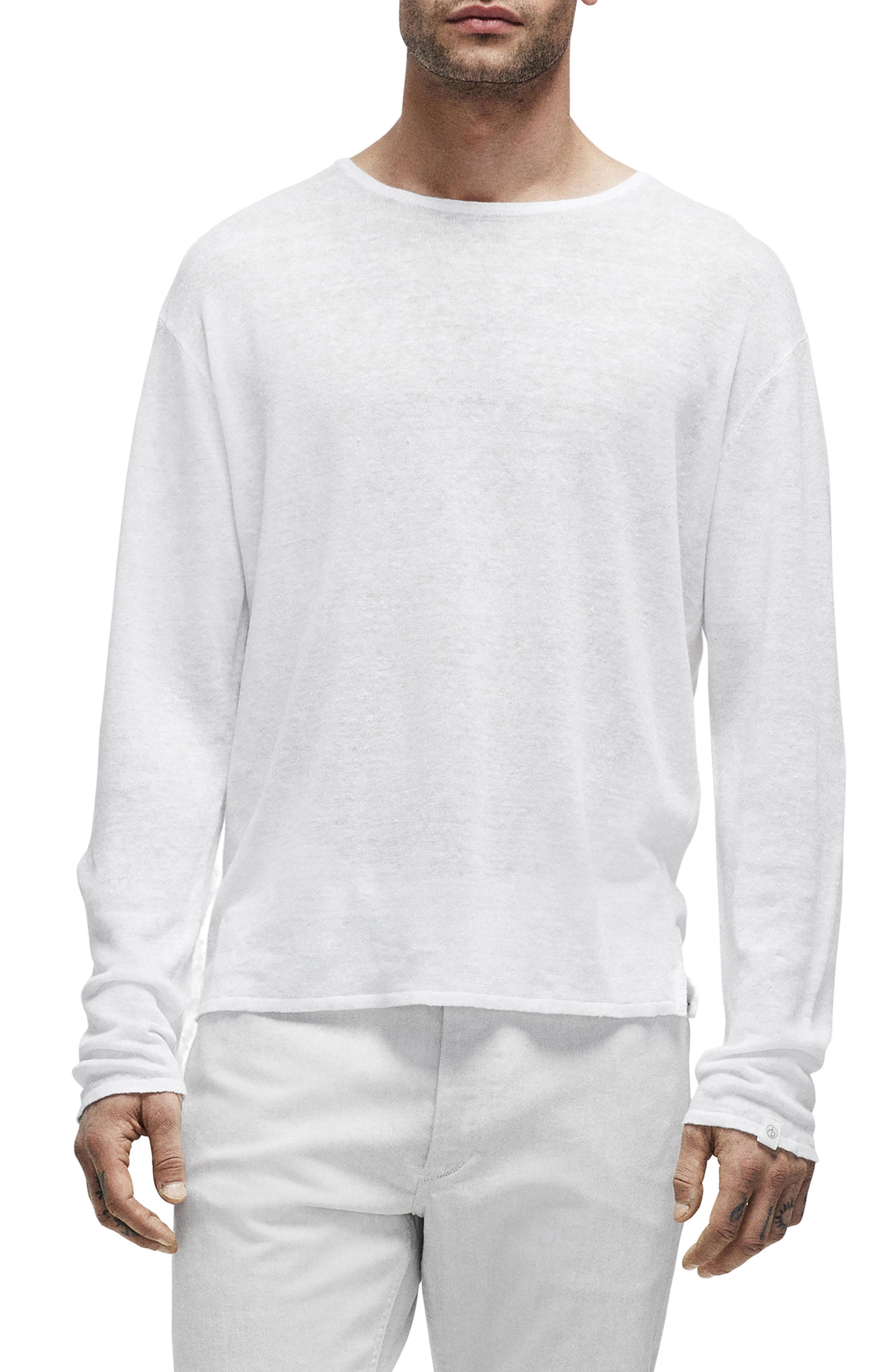 rag bone Kerwin Long Sleeve Linen T-Shirt in Chalk Smart Closet
