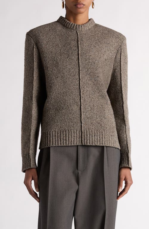 Shop Bottega Veneta Tailored Wool Blend Crewneck Sweater In 1830 Riverbed Melange