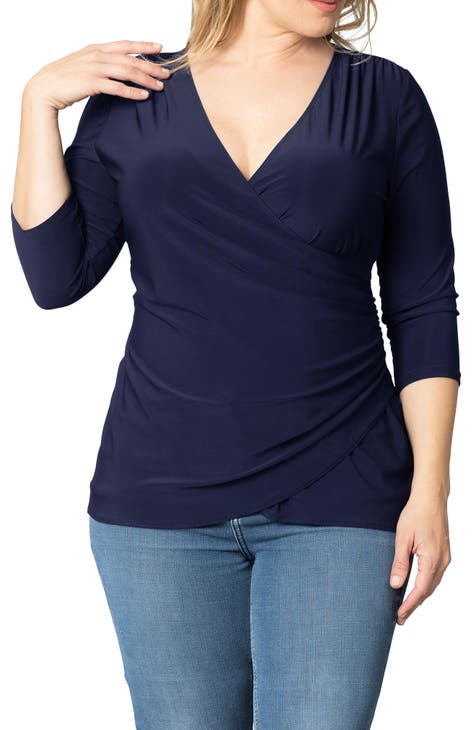 Navy Blue Women Plus Sizes Tops Tees Shirts - Buy Navy Blue Women