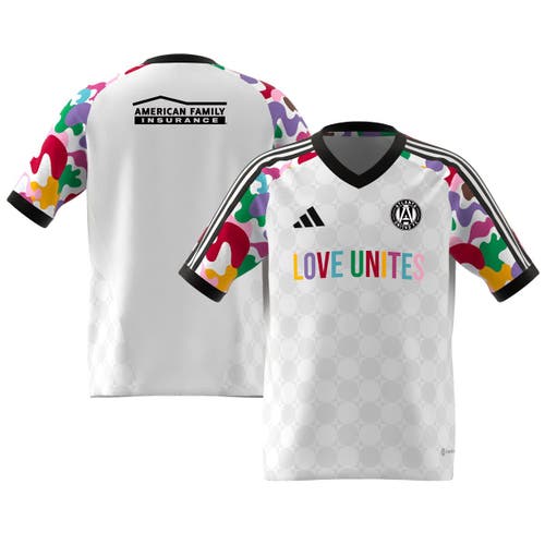 Youth adidas White Atlanta United FC 2023 Pride Pre-Match Top
