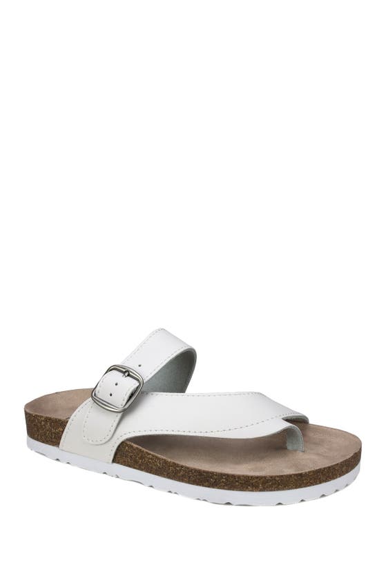 White Mountain Footwear Carly Leather Footbed Sandal In White/leather