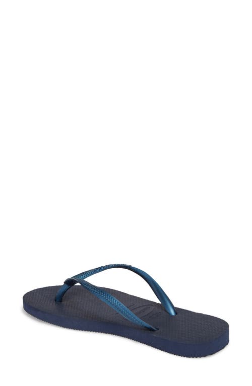 Shop Havaianas Slim Flip Flop In Navy Blue/blue