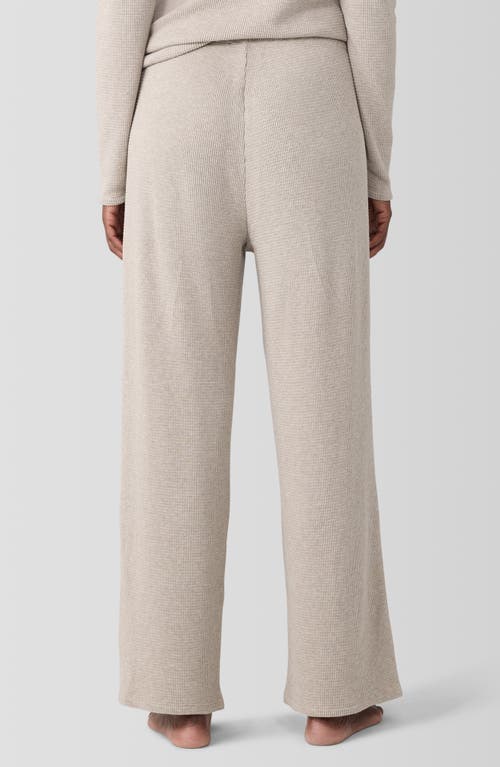 Eileen Fisher Sleep Organic Cotton Waffle Knit Straight Ankle Pants In Wheat