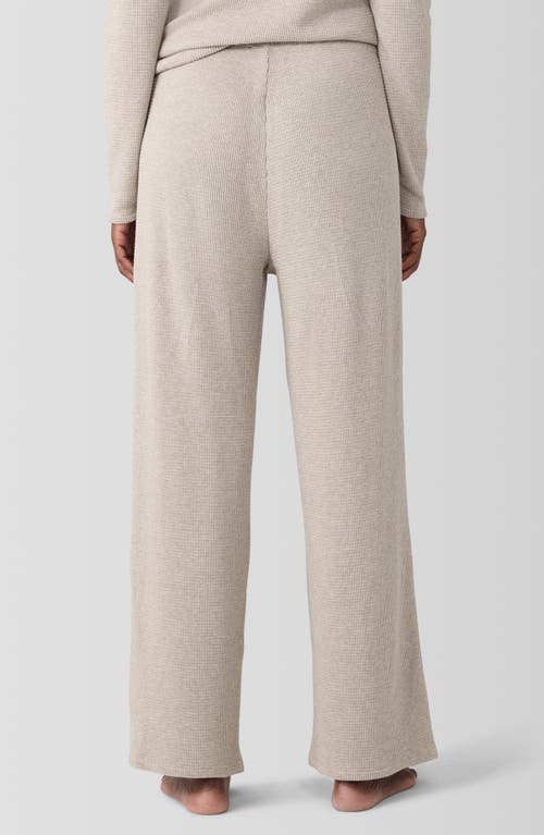 Shop Eileen Fisher Sleep Organic Cotton Waffle Knit Straight Ankle Pants In Wheat